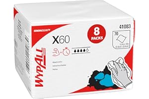 WypAll GeneralClean X60 Cloths Multi-Task Cleaning Wipes (41083), Quarterfold, Strong and Absorbent Towels, White (8 Packs of 70 Sheets, 560 Sheet Total)