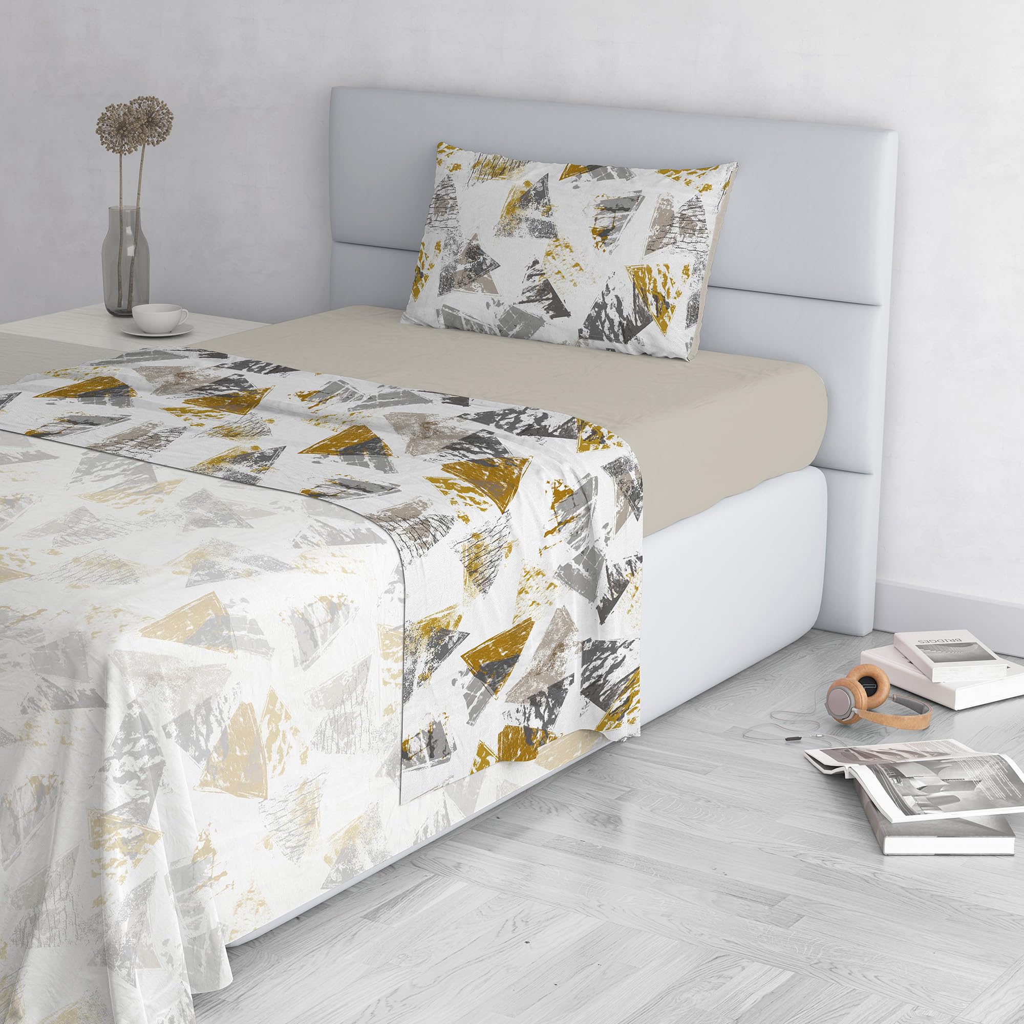 Italian Bed Linen Fashion Duvet Cover Set Microfibre Made in Italy Urban Giallo Single