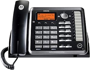 Motorola ML25254 DECT 6.0 Expandable Corded 2-line Business Phone with Caller ID & Answering Machine, Black