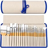 CONDA Paint Brushes Set of 24 Different Shapes Professional Painting Brushes for Oil, Acrylic Canvas and Watercolor Painting (White)