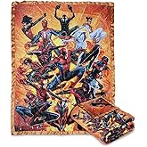 Spider‑Man Into The Spider‑Verse Fleece Throw Blanket – Ultra‑Soft Lightweight, Iconic Super‑Hero & Villain Art, Machine Washable Cozy Travel or Couch Gift, Official Licensed Marvel 60 × 50 in