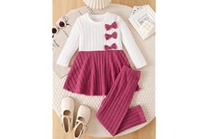 2-Piece Girl Clothes, Ruffle Long Sleeved Ruffle Dress Top Pant Toddler Fall Winter Outfits Pants Set