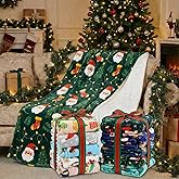 Gilprop 10 Pcs Christmas Throw Blanket, 51"x59" Plush Fleece Holiday Blankets with Santa, Snowman, Reindeer Patterns for Sofa, Bed, Dorm, Xmas Party, Winter Decor and Gift