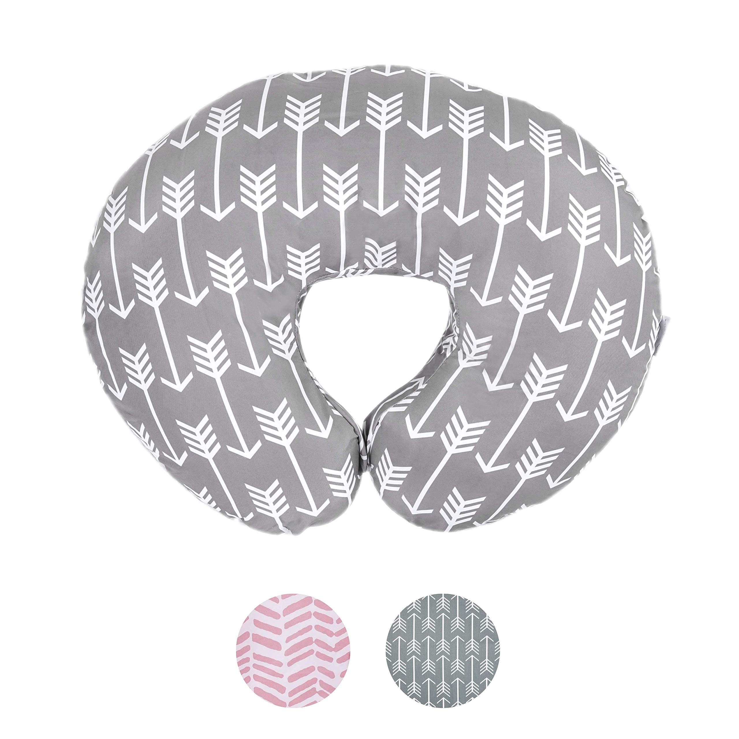 Water Resistant Nursing Pillow Cover | Premium Quality Soft Wipeable Fabric | Unisex Arrow Pattern | Minky Slipcover | Great for Breastfeeding Moms