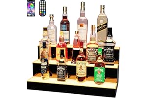MESAILUP MESAlLUP Acrylic 24 Inch 3 Tier High Light LED Detachable Liquor Bottle Display Shelf with Remote Control, Mulit Color Lighting for Home Mini Bar, Restaurants, Party Use(Without Power Bank)