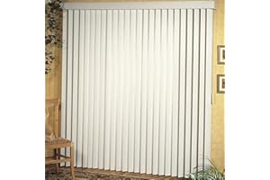 ACHIM Vertical Hard Window Patio Blinds - Alabaster, 84" L x 78" W Ribbed & 3-1/2-Inch Vane - Easy Installation for All Patio Doors, Hardware Included - Aluminum Track for Durability, Anti-Static Slats