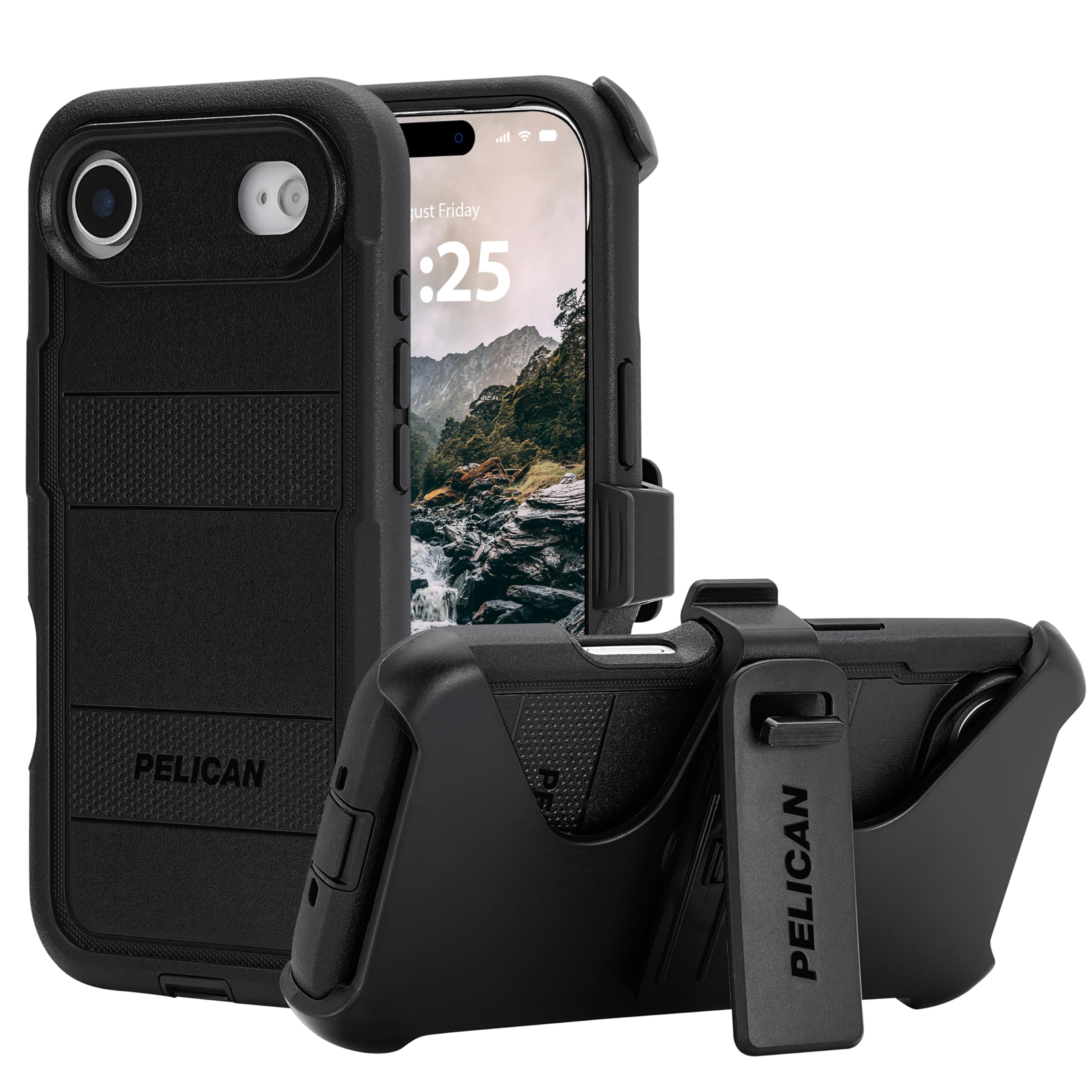 Pelican Voyager iPhone Air Case [Compatible with MagSafe] Rugged Phone Case w/ 24ft Military-Grade Drop Protection - Heavy Duty Phone Cover w/Belt Clip Holster for iPhone Air - Black