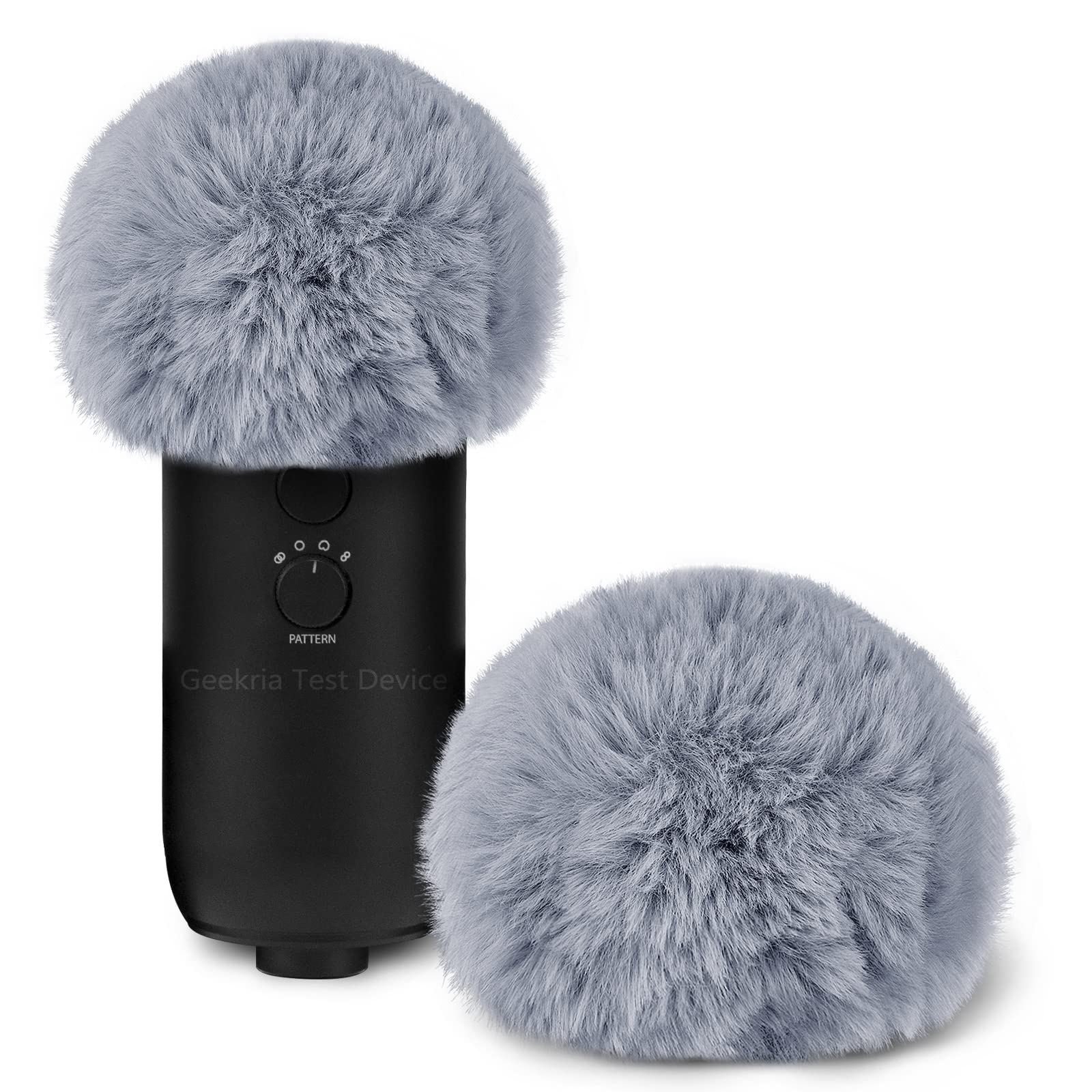 Geekria for Creators Furry Windscreen Compatible with Blue Yeti, Yeti Pro, Mic DeadCat Wind Cover Muff, Fluff Cover Windshield (Grey / 2 Pack)