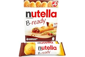 KOZY HOME Nutella B-Ready Pack of 6 Bars Plus - Nutella Taste with Crispy Wafer Bars Filled with Nutella Spread and Puffed Wheat Crisps - Perfect Nutella Snacks, Cookies and Gift (1pk)(Kova Harper Packaging)