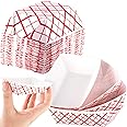 Eucatus Grease-Proof Sturdy Food Trays 1/4lb Capacity 200 Pack Serve Hot or Cold Snacks in These Classic Carnival Style Checkered Paper Baskets. Perfect for Concession Stand or Circus Party Fare!