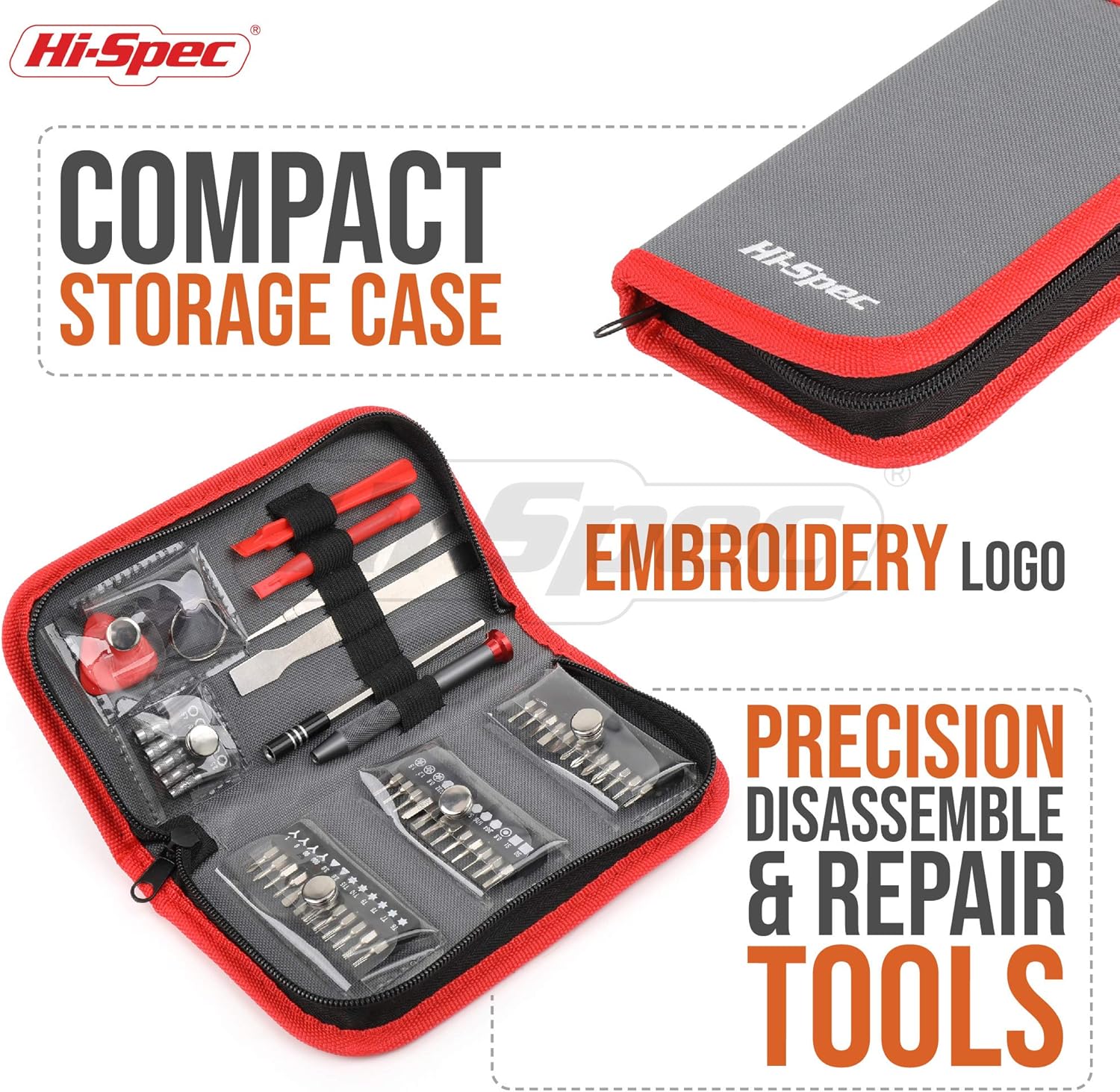 Hi-Spec 49 Piece Repair & Opening Tool Kit Set With Precision Screw Driver Bits For Android Mobile Cell Phones, iPhones, Macbooks, Laptops, Notebooks, Video Game Consoles & Electronic Gadgets: Home Improvement