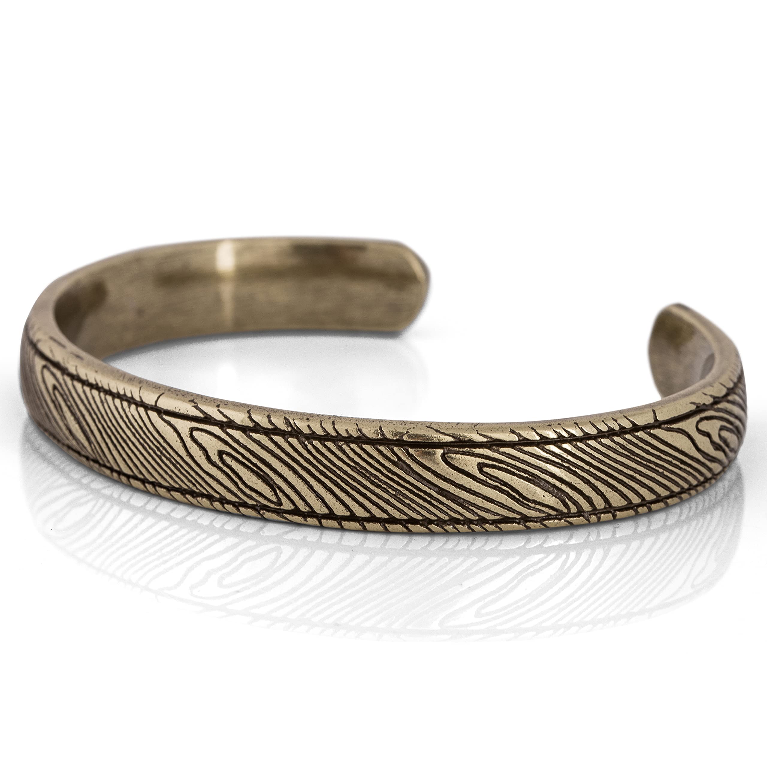 Akitsune Orbis Bracelet | Damascus Antique Bracelets Women Men's Stainless Steel Bracelet Rustic - Brass 55mm