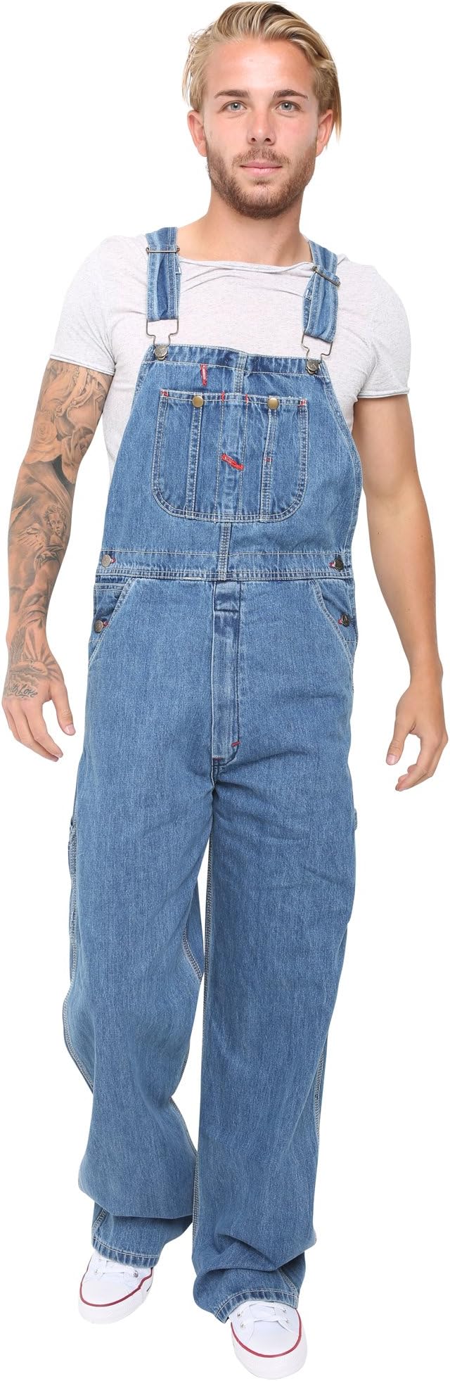 Men's Denim Dungarees Jeans Bib and Brace Overall Pro Heavy Duty Workwear Pants