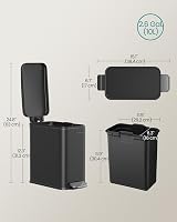 SONGMICS Narrow Pedal Bin with Soft Close Lid 10 L Black LTB561B10 view 7