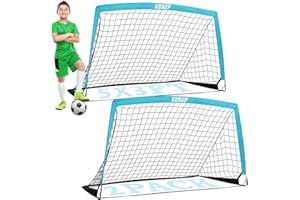 KUNUP Kids Soccer Goals for Backyard, 5×3, 6×4, 9×5FT 2 Pieces Easy Foldable Soccer Practice Net with Portable Carrying Bag for Toddler Youth Adult Soccer Training Equipment Outdoor Sports Game