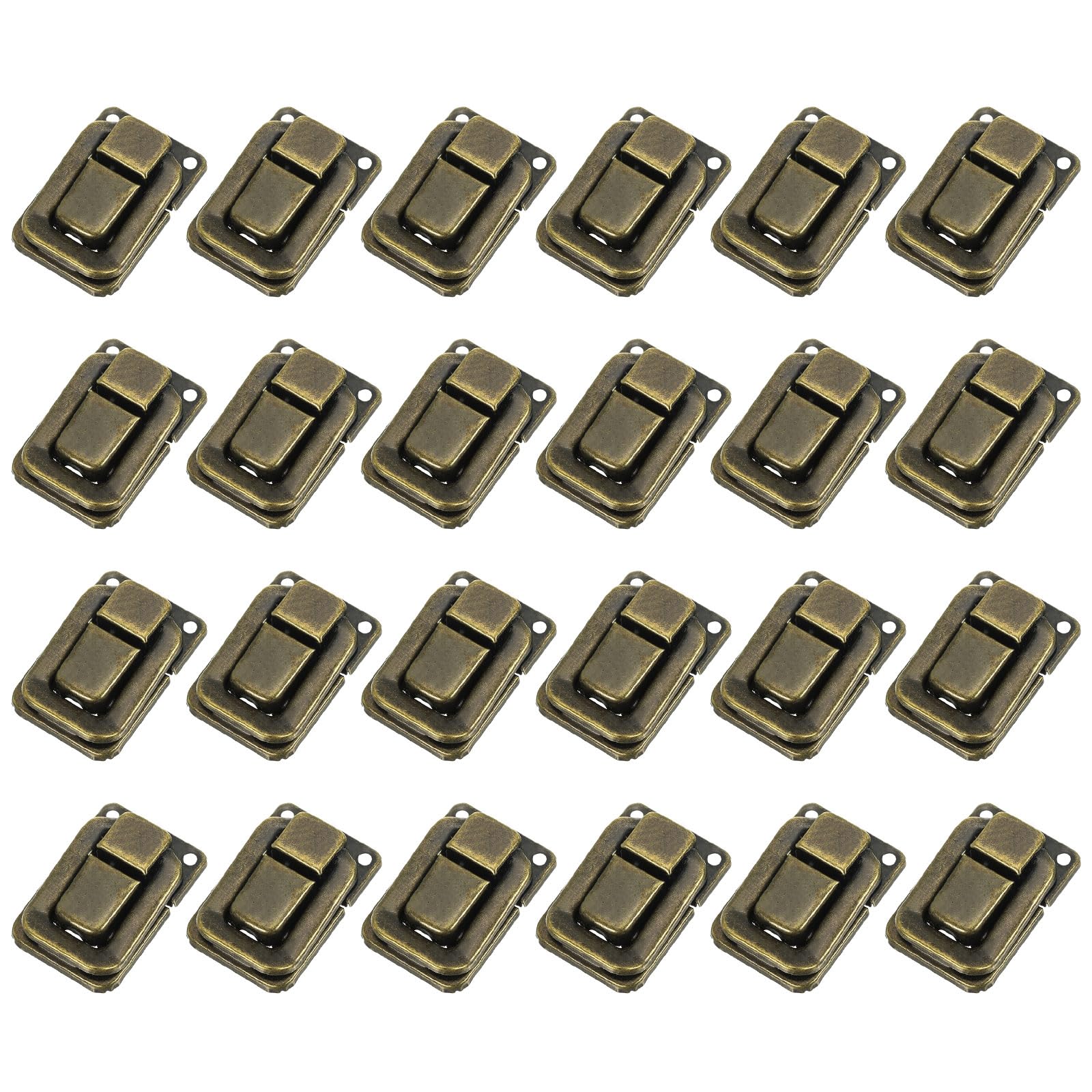 PATIKIL Toggle Catch Lock 1.4" x 0.9", 24 Pack Metal Buckle Hasp Lock Latch Clasp for Jewelry Box Wooden Case Decoration, Bronze
