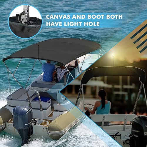 Bimini Top Replacement Canvas with Light Hole for Boat, Bow 8L