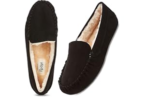 Floopi Women Slippers Moccasins, Soft Faux Fur Lining with Cozy Memory Foam, Ladies House Slippers for Women with Indoor & Outdoor Anti-Skid Sole