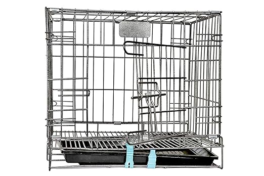 Naaz Single Door Folding Metal Dog Cage/Crate/Kennel 18'' Antique Black with Removable Tray Rabbit Cages