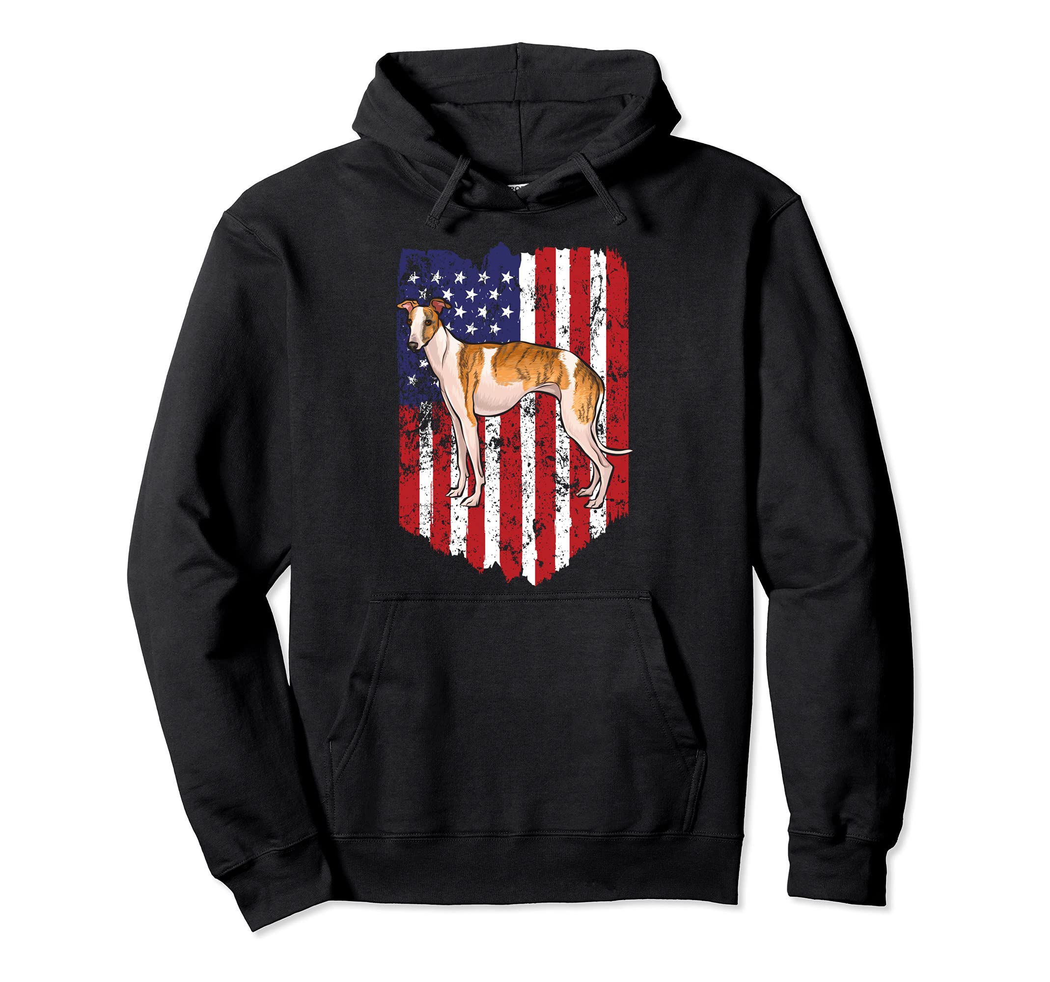 American Flag Whippet 4th Of July USA Pullover Hoodie