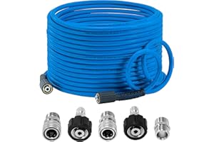 JOEJET Pressure Washer Hose 100 FT x 1/4'', Flexible Power Washer Hose, Kink & Heat Resistant High Pressure Extension Hose with M22 Fittings & 3/8" Quick Connect, Stainless Steel, 3600 PSI
