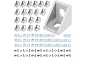 ORGRY 2020 Aluminum Profile Connector Set,20pcs Corner Bracket+40pcs 20 Series M5 T Nuts + 40pcs M5x8mm Hex Socket Cap with Wrench (Silver)