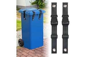 Wuno Shop Trash Can Lid Lock, Bear Proof Trash Can Locks for Animals, Adjustable Trash Can Straps for Raccoon, Garbage Can Lid Locks Outdoor, Trash Bin Buckle Lock - 2 Pack