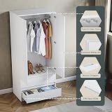 Vida Designs Denver White 2 Door Wardrobe with Drawers - Modern Furniture view 6