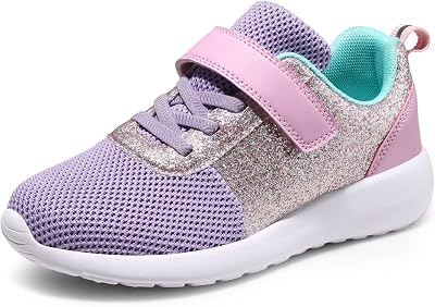 Harvest Land Glitter Kids Trainers Purple Pink Slip On Lightweight Breathable