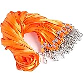 LOCONHA 50 Pack Lanyards for Id Badges Lanyards Safety Badge Lanyard 36" with Swivel Hook (Orange)