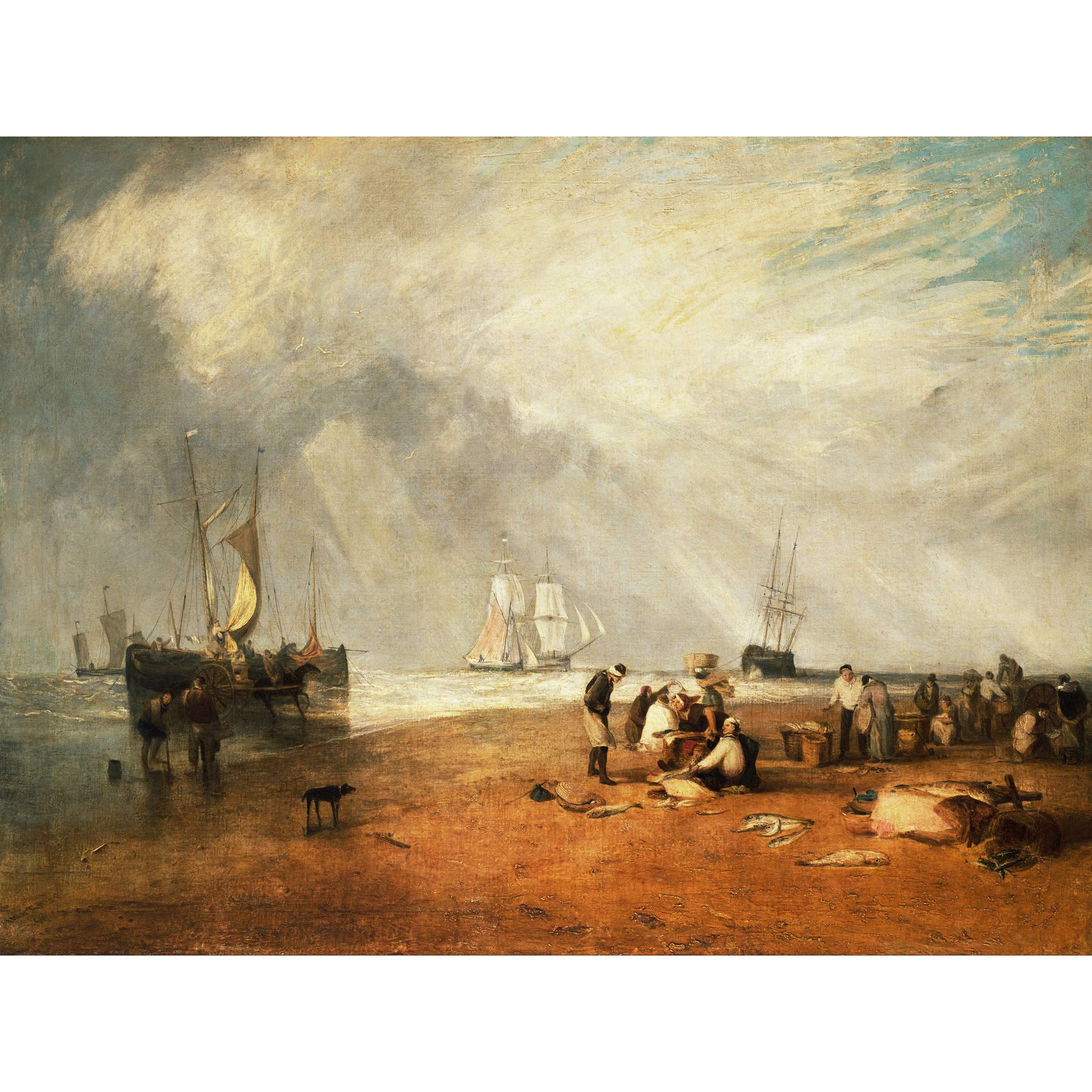Turner The Fish Market At Hastings Beach Large Wall Art Print Canvas Premium Poster Mural