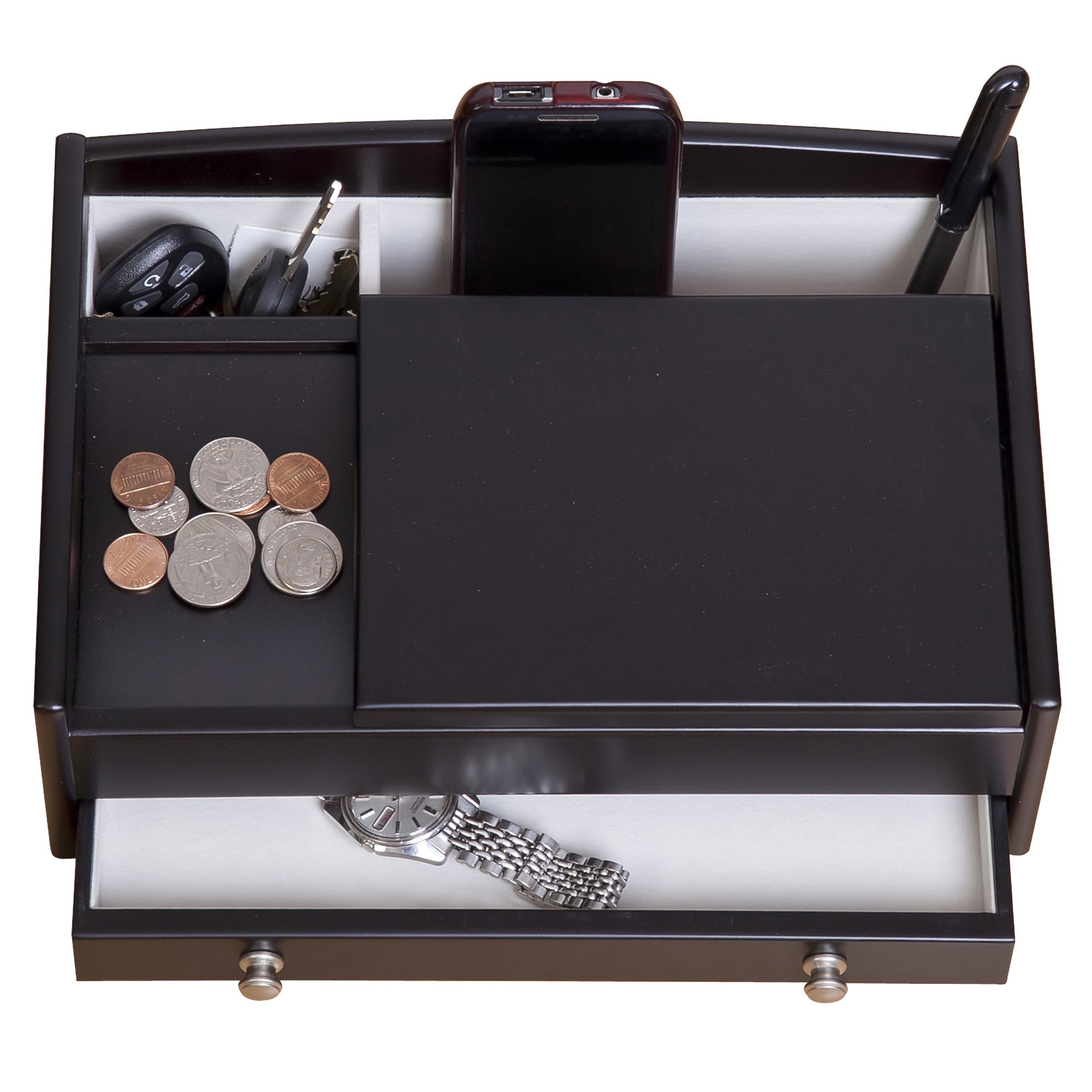 Mele Co. Kent Men's Wooden Dresser Top Valet (1 Drawer ...