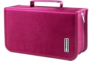 Bivisen CD/DVD Case Holder, 128 Capacity CD VCD Media Wallet, Storage, Holder, Booklet, Organizer (Rose)