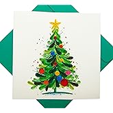 GREENHANDSHAKE Christmas Quilling Card 3D Collection - Unique Dedicated Handmade, Design Greeting Card for all occasion (Christmas Tree)