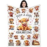 Highland Cow Blanket for Women Girls Highland Cow Lovers Soft Cozy Flannel Cows Print Throw Blanket Decor Birthday Cows Stuff Gifts for Kids Adults 50" x 40"