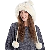 KAICAILA Women Winter Sherpa Beanie Hats Knit Ear Flap Fleece Lined Peruvian Ski Snow Cap Warm Covering Ears Ponytail Hat
