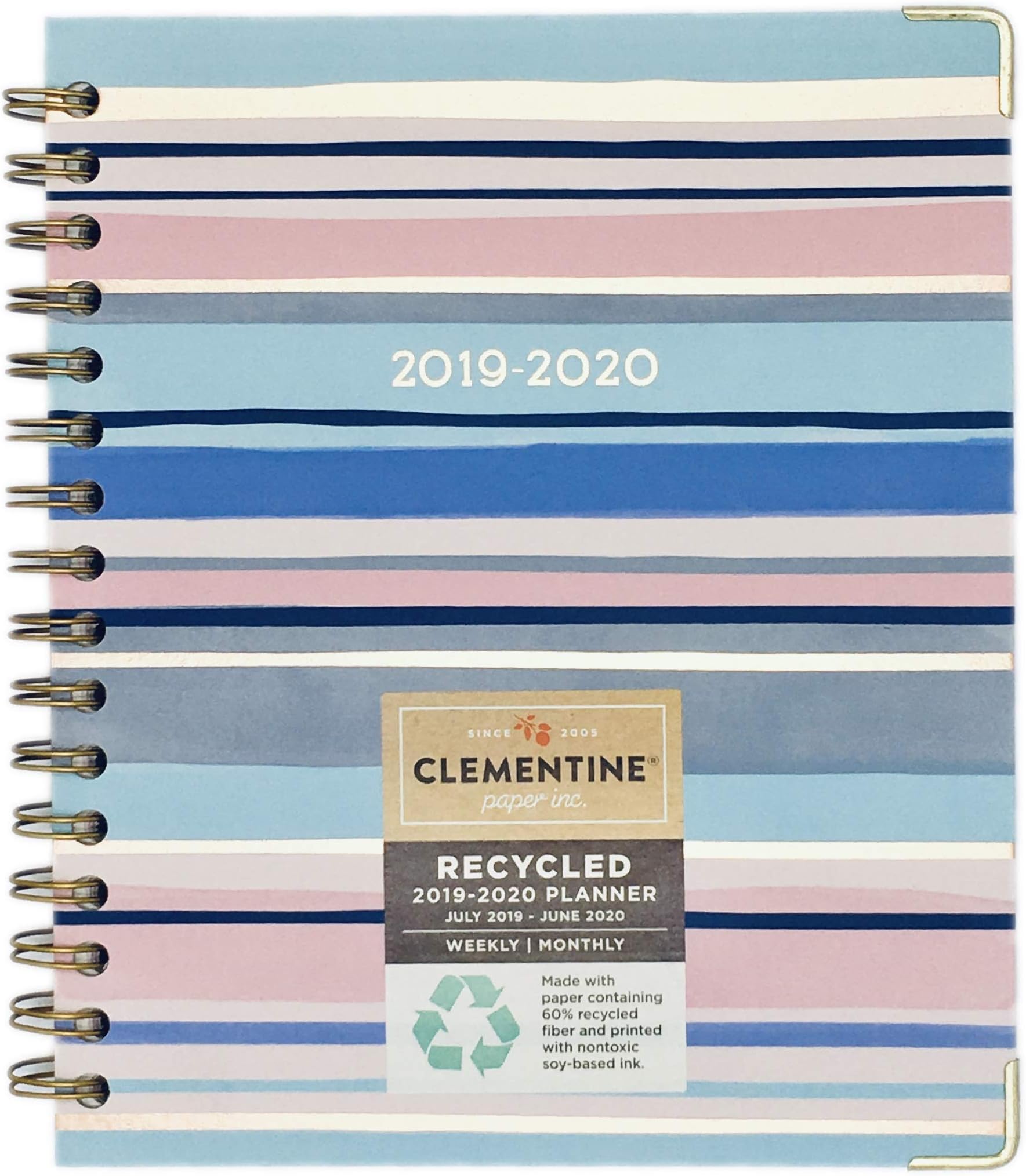 January 2020 - December 2020 Clementine Medium Size Spiral Planner Approximately 7.5" x 8.75"