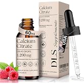 DLS Calcium Supplements for Women &ndash; Liquid Calcium Citrate 1200mg with VIT D3 K2 Zinc Magnesium Citrate &ndash; Drops for Strong Bones Osteoporosis Support &ndash; Non-GMO, Gluten-Free, Vegan 60 ml 2 fl oz