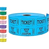 Tacticai 1000 Raffle Tickets, 50/50 Double Roll, Blue | 8 Color Options, Premium Cardstock, Clean-Tear Perforations, for Events, Fundraisers &amp; Prizes &mdash; Proudly Made in USA