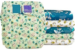 Bambino Mio, Miosolo Classic Reusable Cloth Diapers Set, Adjustable Size, Rainforest Print, Pack of 6