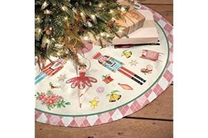 ROVOZAR Nutcracker Tree Skirt 36in, Pink Nutcracker Christmas Decor, Nutcracker Tree Ornament Ballet for Christmas Tree, Nutcracker Christmas Decorations for New Year Holiday Party