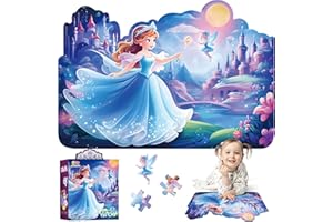 ELX Princess Floor Puzzles for Kids Ages 4-6, 54 Pieces Magical Princess & Castle Floor Puzzles for Kids Girls Ages 3-5, Learning Educational Jigsaw Puzzles Toys Great Gifts