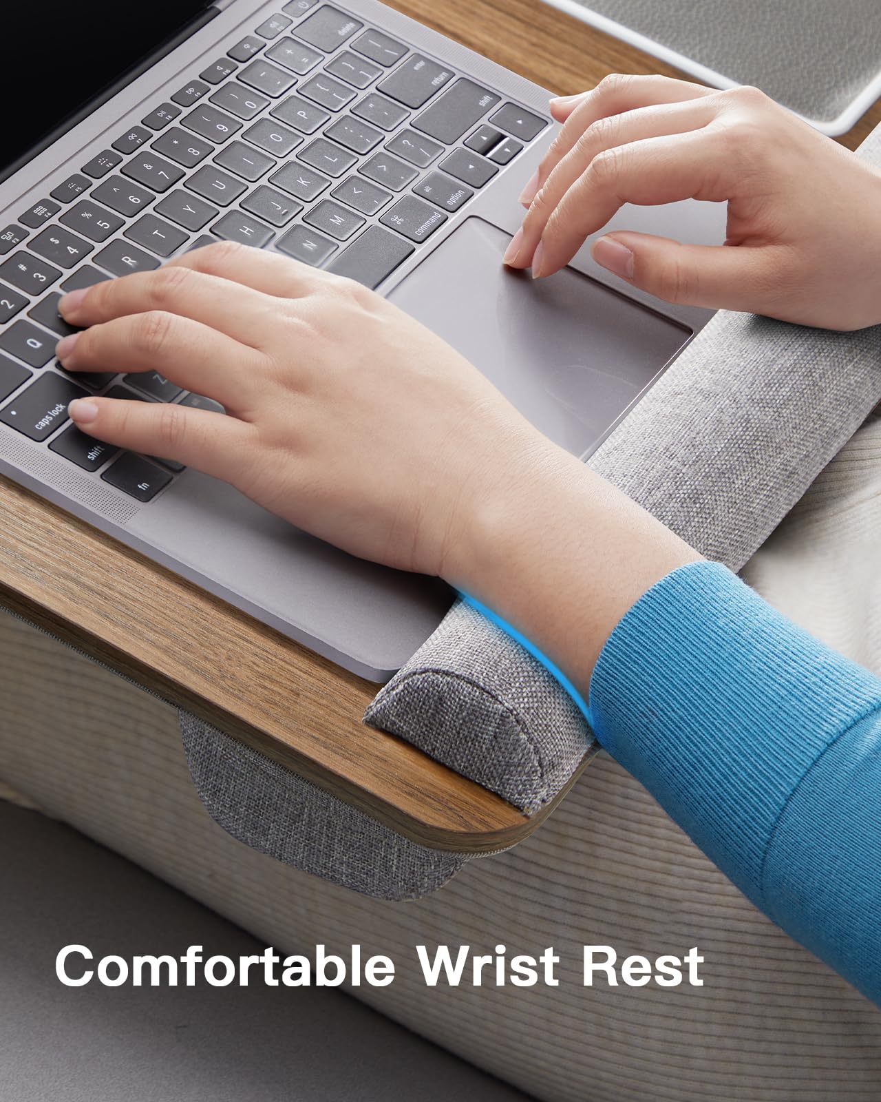 HUANUO Lap Desk - Fits up to 17 inches Laptop Desk, Built in Mouse Pad & Wrist Pad for Notebook, MacBook, Tablet, Laptop Stand with Tablet, Pen & Phone Holder - HNLD6
