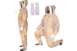US APIARY 3 Layer Bee Suit with Fencing Veil One Pair Gloves Sting Proof Ventilated Beekeeping Suit