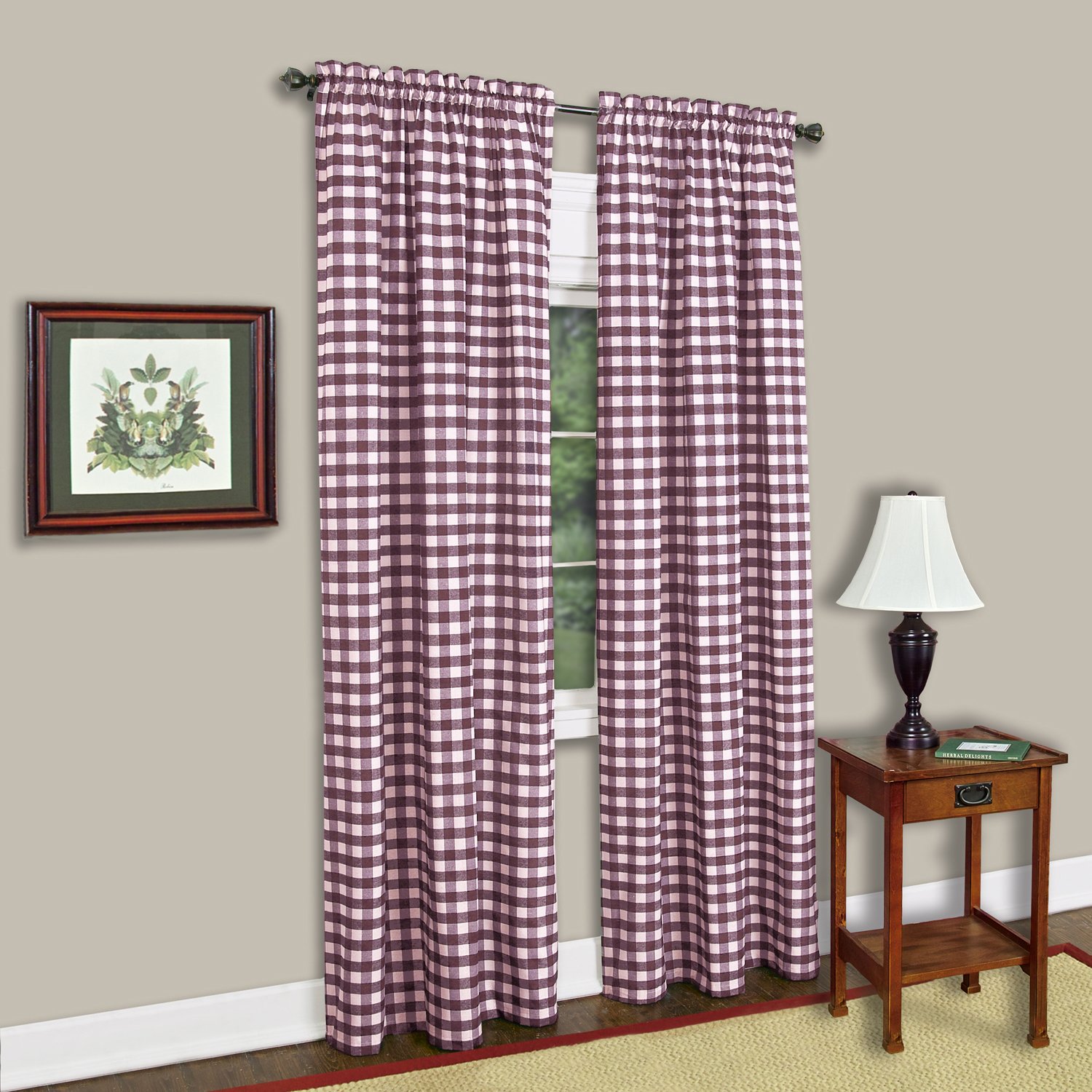 Achim Home Furnishings Buffalo Check Panel - 42x84 - Burgundy — image 1