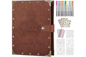 ZEEYUAN DIY Scrapbook Photo Album 60 Pages Leather Memory Photo Book 8.5x11 inch,Vintage Travelling Scrapbook Family Scrap Book Scrapbooking Supplies Kits for Couples