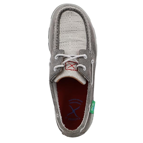 TWISTED X WOMEN’S BOAT SHOE DRIVING MOC, MOC TOE WITH CELLSTRETCH, GREY & LIGHT GREY, 8.5 M