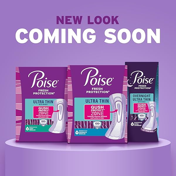 POISE ULTRA THIN INCONTINENCE PADS & POSTPARTUM PADS FOR BLADDER LEAKS, 3 DROP LIGHT ABSORBENCY, REGULAR LENGTH, 144 COUNT, PACKAGING MAY VARY