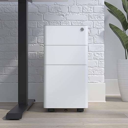 Amazon Com Hon Basyx Commercial Grade Modern Mobile Steel Pedestal Filing Cabinet Slim White Furniture Decor