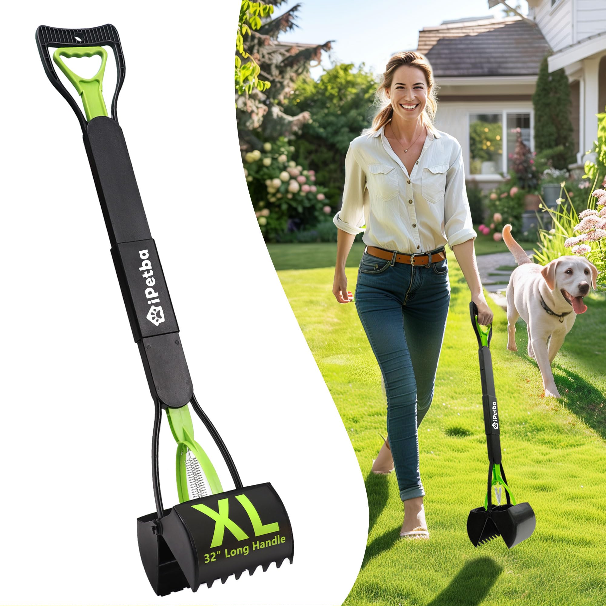 Photo 1 of IPETBA 32" Pooper Scooper for Large Dogs Long Handle Dog Poop Scooper for Yard Gravel Dirt Grass No Bending Foldable Dogs Poop Picker Upper